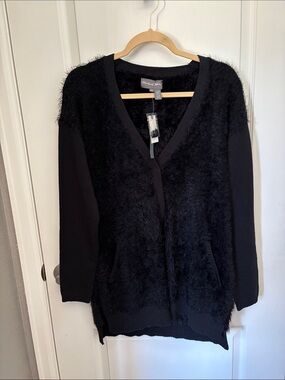 Michael Stars Anthropologie Black Fuzzy Cardigan NWT Medium
